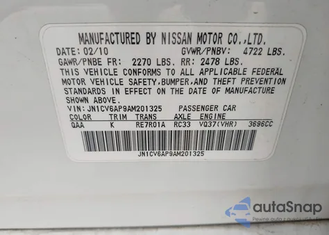 2010 Infiniti G37 Journey z USA, uszkodzony, nr VIN JN1CV6AP9AM201325